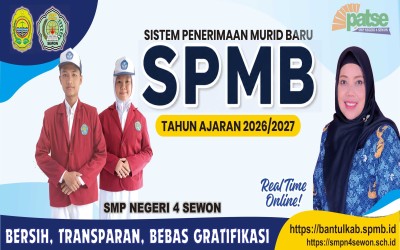 SPMB (SISTEM PENERIMAAN MURID BARU) SMP NEGERI 4 SEWON TAHUN AJARAN 2026/2026